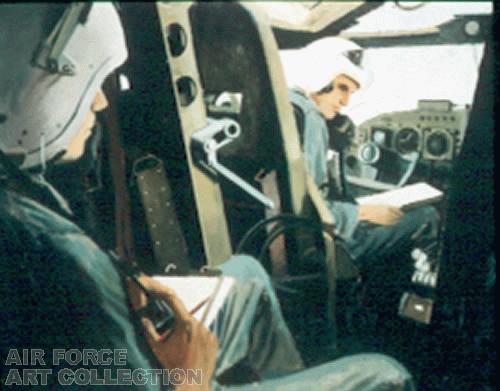 Instructor Observes Student Pilot Running Through B-52 Engine Start Check List